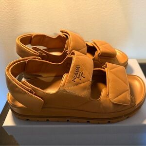 Prada Leather Quilted Slingback Sport Sandal 39.5